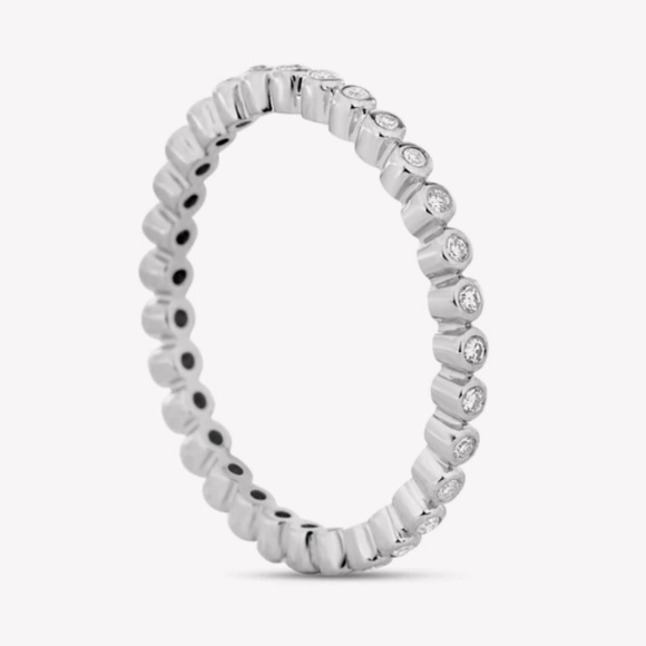 Stone and Strand White Gold White Diamond Bezel Eternity Band - Size 6 - Picture 6 of 7